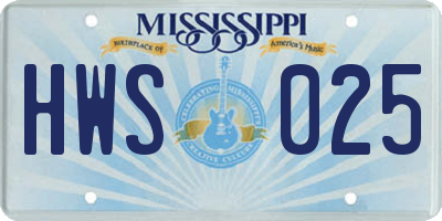MS license plate HWS025