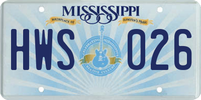 MS license plate HWS026
