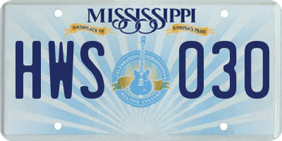 MS license plate HWS030