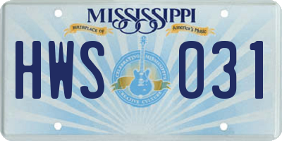 MS license plate HWS031