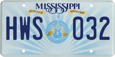 MS license plate HWS032