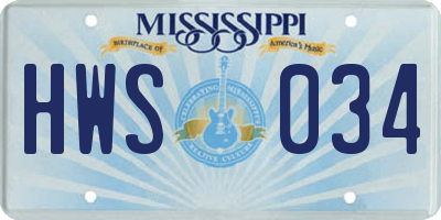 MS license plate HWS034