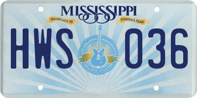 MS license plate HWS036