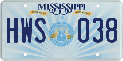MS license plate HWS038