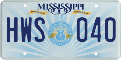 MS license plate HWS040