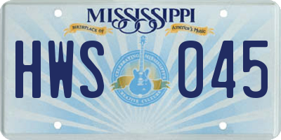 MS license plate HWS045