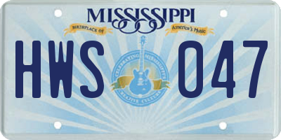 MS license plate HWS047