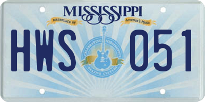 MS license plate HWS051