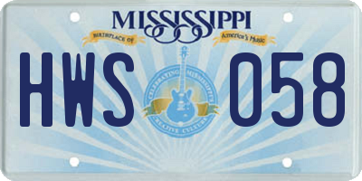 MS license plate HWS058