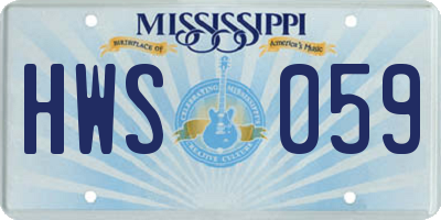 MS license plate HWS059