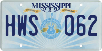MS license plate HWS062