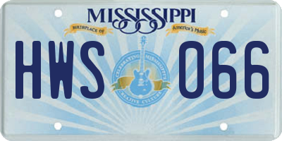 MS license plate HWS066