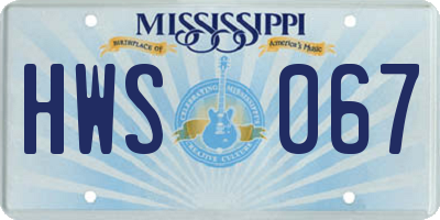 MS license plate HWS067