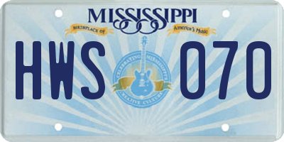 MS license plate HWS070