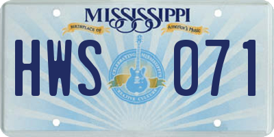 MS license plate HWS071