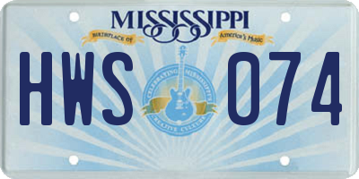 MS license plate HWS074