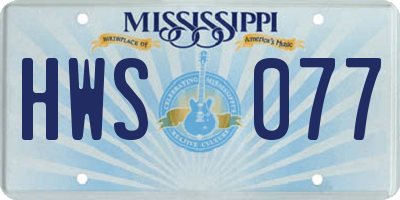 MS license plate HWS077