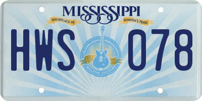 MS license plate HWS078