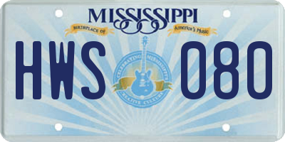 MS license plate HWS080