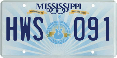 MS license plate HWS091
