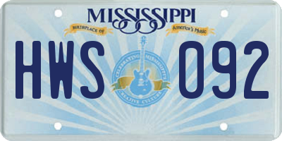 MS license plate HWS092