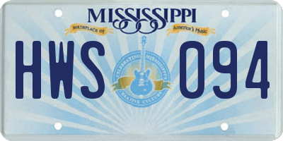 MS license plate HWS094