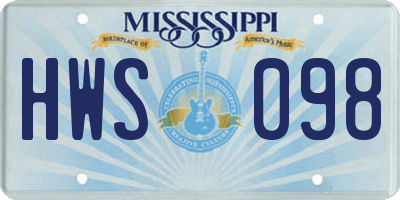 MS license plate HWS098