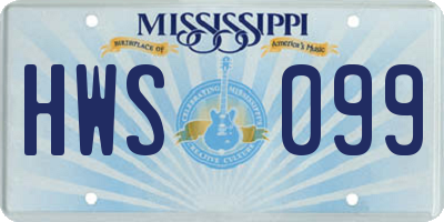 MS license plate HWS099
