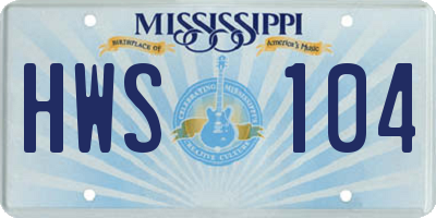 MS license plate HWS104