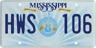 MS license plate HWS106