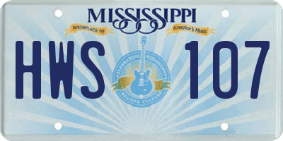 MS license plate HWS107