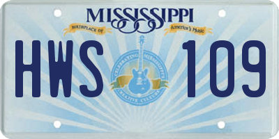 MS license plate HWS109
