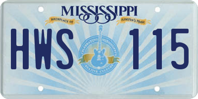 MS license plate HWS115