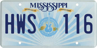 MS license plate HWS116