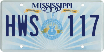 MS license plate HWS117