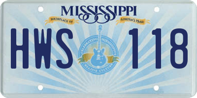 MS license plate HWS118