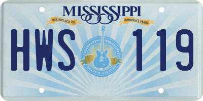 MS license plate HWS119