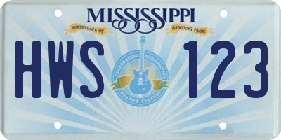 MS license plate HWS123
