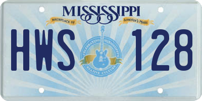 MS license plate HWS128