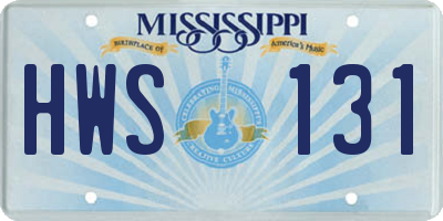 MS license plate HWS131