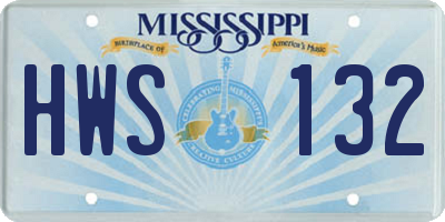 MS license plate HWS132