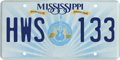 MS license plate HWS133