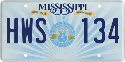 MS license plate HWS134