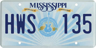 MS license plate HWS135