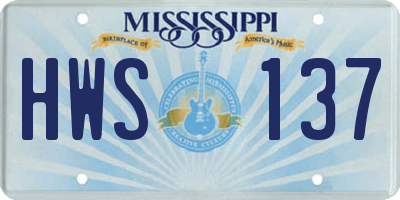 MS license plate HWS137