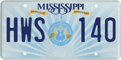 MS license plate HWS140