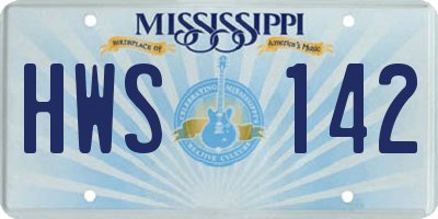 MS license plate HWS142
