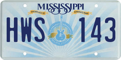 MS license plate HWS143