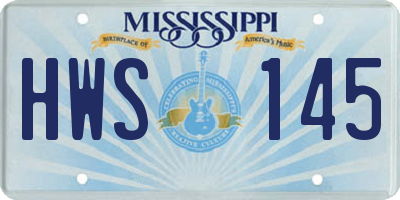 MS license plate HWS145
