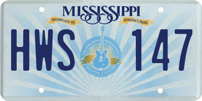 MS license plate HWS147